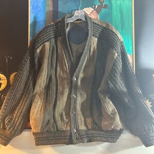 Leo Chevalier Knit Cardigan in Brown Tones XL